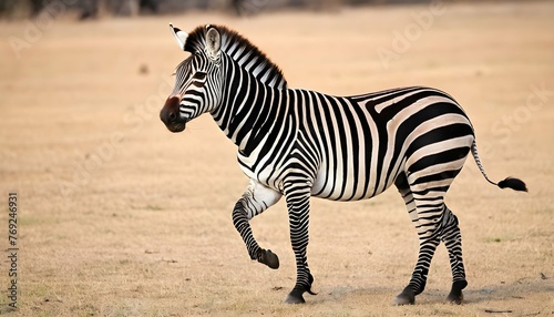 A Zebra Kicking Up Its Hind Legs In A Display Of J