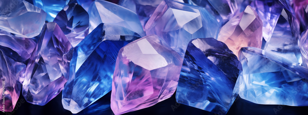 Vivid Crystal Clusters in Shades of Blue and Pink Wallpaper Vivid Crystal Clusters in Shades of Blue and Pink Wallpaper