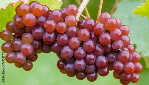 Ladybugs Clustered On A Cluster Of Grapes