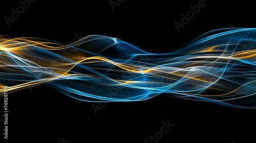 Abstract lines blue and yellow on black background, Abstract futuristic background © BOONJUNG