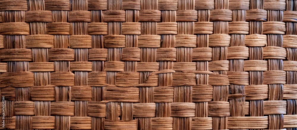 A close up of a rectangular wooden flooring in a beige and brown color scheme, with a wood stain finish that complements a brick wall A close up of a rectangular wooden flooring in a beige and brown color scheme, with a wood stain finish that complements a brick wall