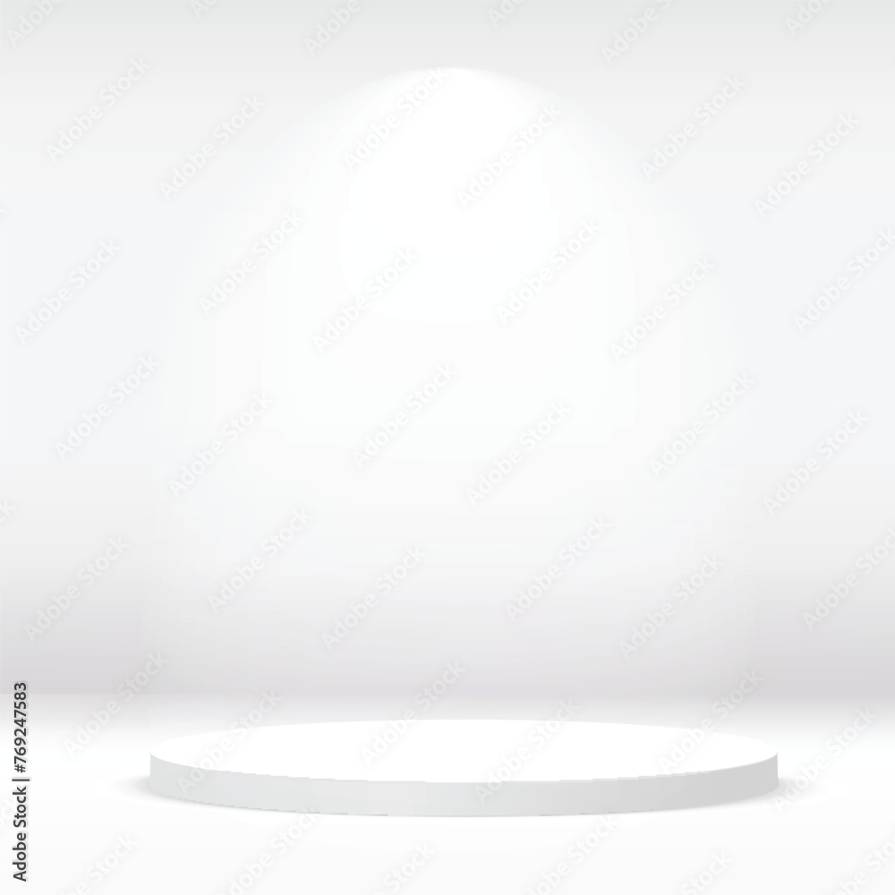 White podium or pedestal with spotlight. Vector illustration White podium or pedestal with spotlight. Vector illustration