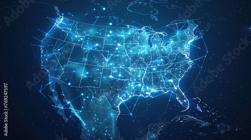 Wallpaper Mural Digital map of USA, concept of North America global network and connectivity, data transfer and cyber technology, information exchange and telecommunication. Digital map for business. Torontodigital.ca