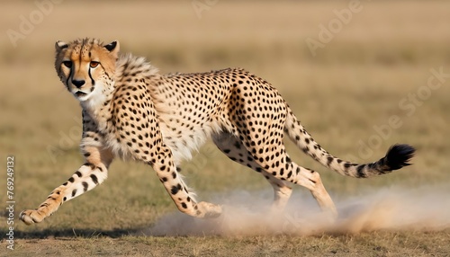 A Cheetah With Its Fur Ruffled By The Wind Runnin