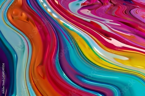 Abstract flowing liquid background  swirls of colorful paint liquid mixing background. Generative AI