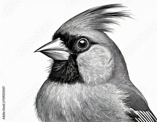 Charcoal portrait of a cardinal songbird
