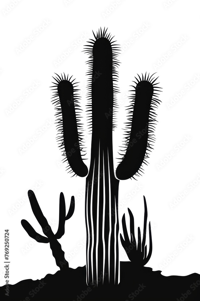 Cactus Silhouette on Transparent Background Cactus Silhouette on Transparent Background