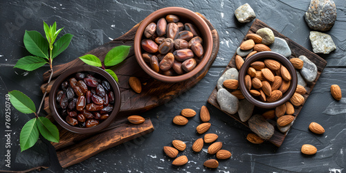 Vintage Nut Display: Assorted Nuts on Dark Background