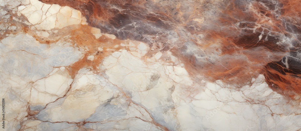 A luxurious marble surface displaying a blend of brown and white colors, creating an elegant and timeless aesthetic A luxurious marble surface displaying a blend of brown and white colors, creating an elegant and timeless aesthetic
