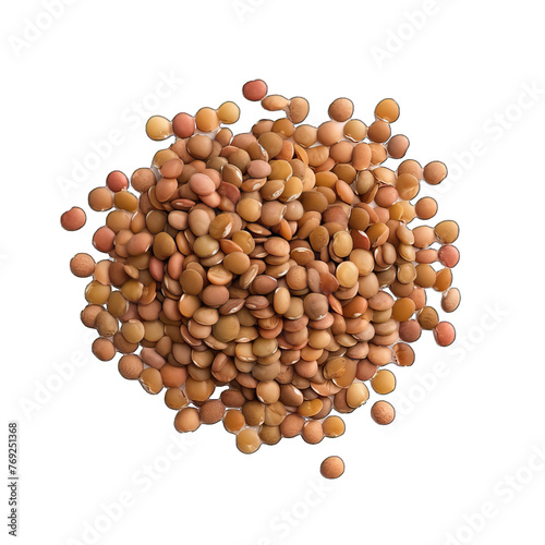 a fist of lentils isolated on white