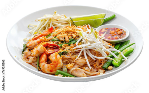 Thai Noodle Delight: Pad Thai isolated on transparent Background