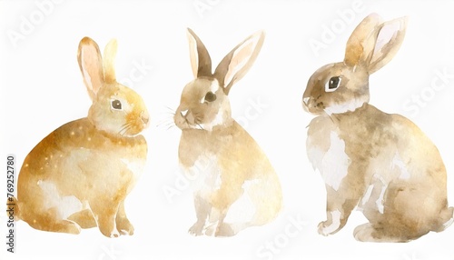 cute watercolor easter bunny cliparts isolated background created with technology