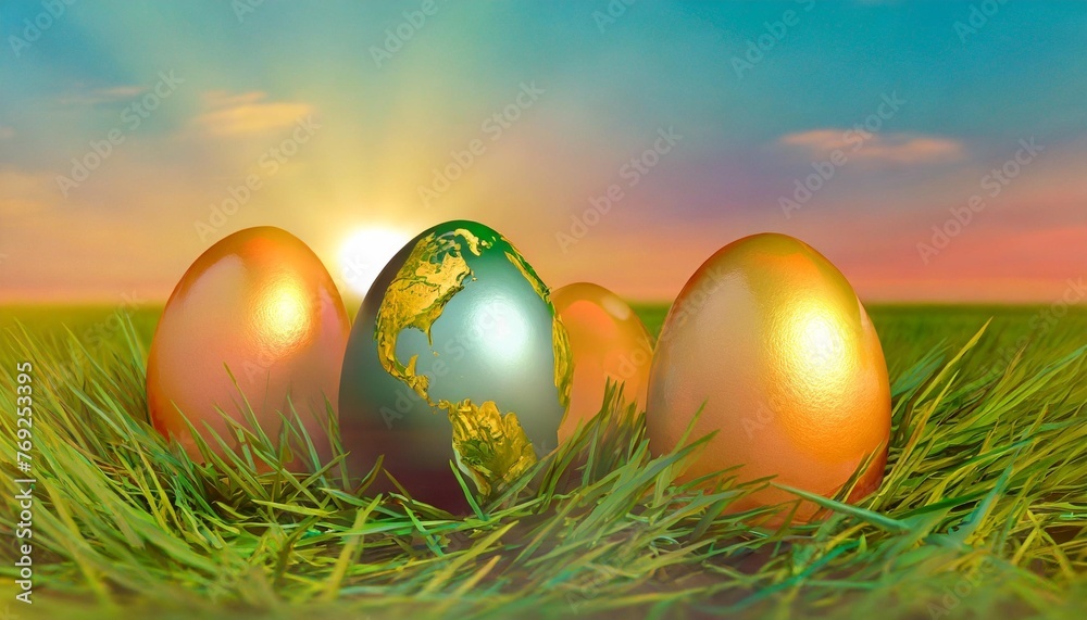 eggs in the grass easter egg holiday eggs decoration spring celebration christmas ball illustration globe color season colorful world painted planet