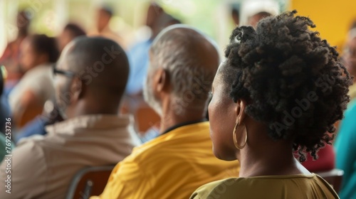 A group of concerned citizens hold a town hall meeting to discuss flood preparedness and safety measures in their urban neighborhood.