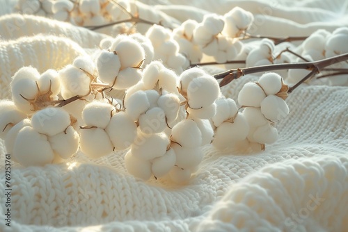 Cotton Closeup shots of cotton fabric, showcasing its soft texture, natural fibers, and weave patterns, commonly used in clothing, bedding, and home textiles , octane render photo