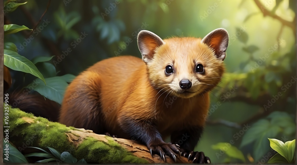 Obraz premium A marten in jungle forest background from Generative AI