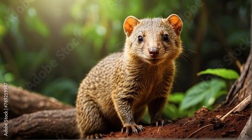 A Mongoose in jungle forest background from Generative AI © Arceli