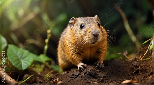 A pocket gopher in jungle forest background from Generative AI