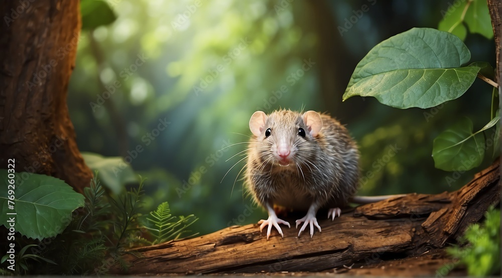 A shrew in jungle forest background from Generative AI