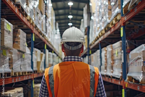 Engineer supervising the operation of a distribution warehouse