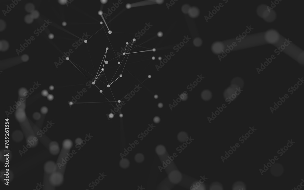 Fototapeta premium Abstract background. Molecules technology with polygonal shapes, connecting dots and lines. Connection structure. Big data visualization.