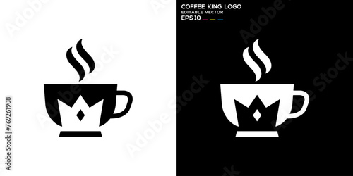 Vector design template of coffee king logo, royal, caffeine, hot, glory, icon symbol EPS 10