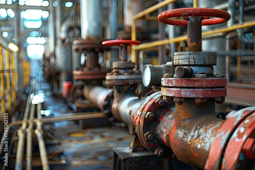 Oil gas processing plant with pipe line valves photo