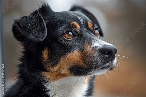 An engaging photo of an alert black and tan dog gazing off into the distance © LifeMedia