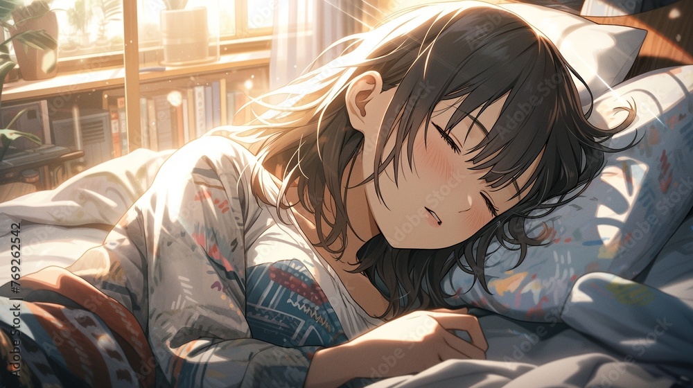 Obraz premium 寝ている少女、朝14