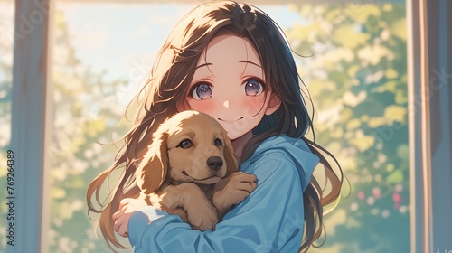 愛犬を抱く少女9