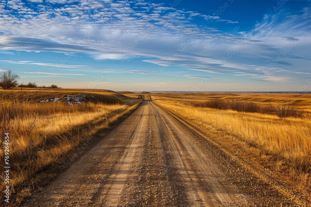 Fototapeta premium road in Saskatchewan, prairies of Canada, good quality landscape photo 