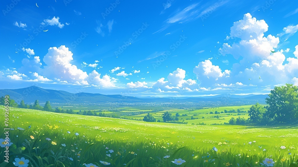 Fototapeta premium 広大な草原の風景9