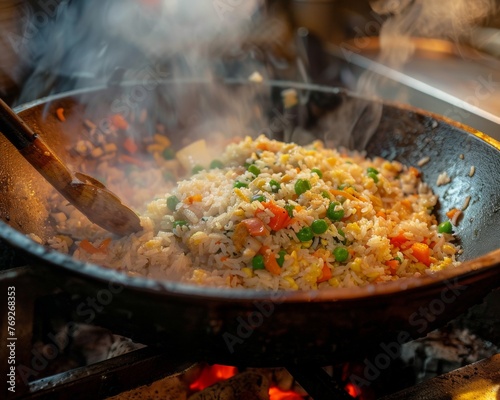 Fried Rice at dawn preparation in silence