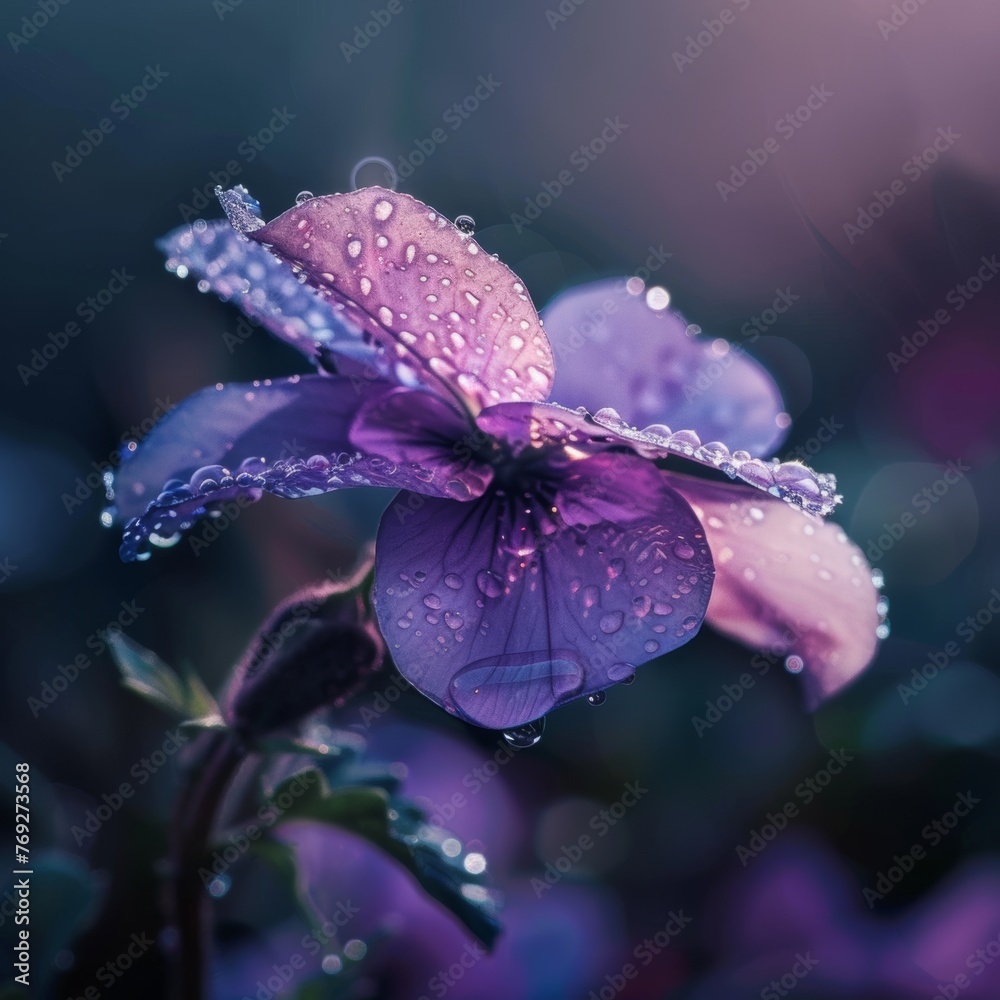 Dew Kissed Purple Twilight Blooms. Generative AI.
Dew Kissed Purple Twilight Blooms. Generative AI.