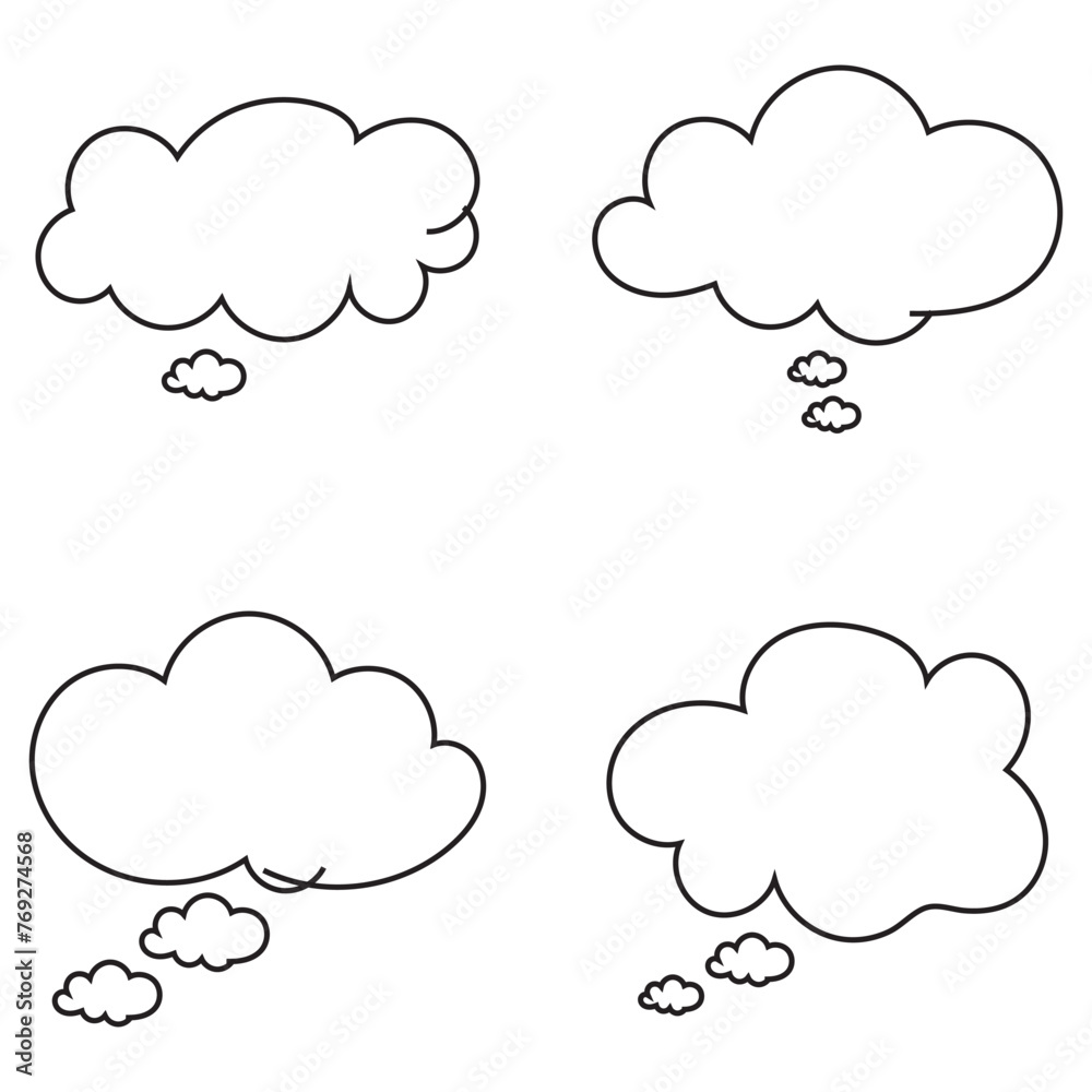 Thinking cloud icon set in two styles . Trendy think bubble icon vector illustration. EPS 10. Thinking cloud icon set in two styles . Trendy think bubble icon vector illustration. EPS 10.