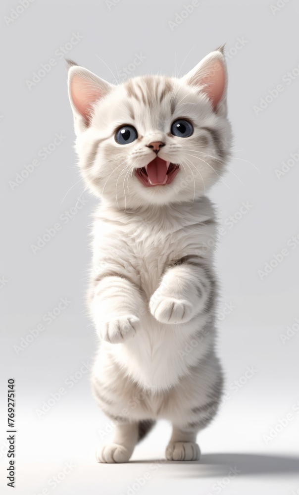 kitten jumping pose isolated on white background