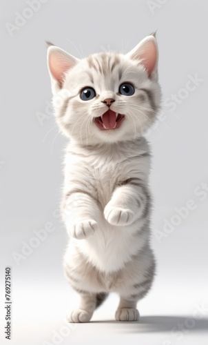 kitten jumping pose isolated on white background © Easy