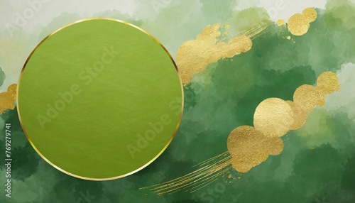 抹茶、新緑、お茶をイメージした丸型のフレーム（和、和風）