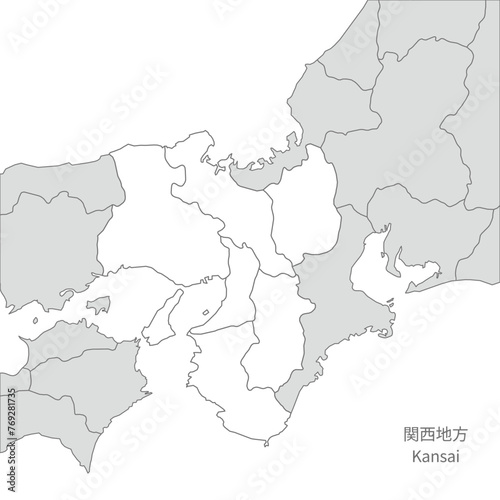 関西地方、関西地方と周辺のスタイリッシュな地図