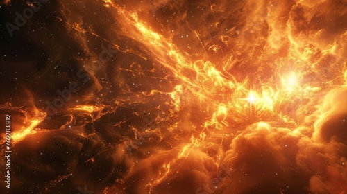 The intense energy of the flares radiate in all directions creating a mesmerizing display of destruction. © Justlight