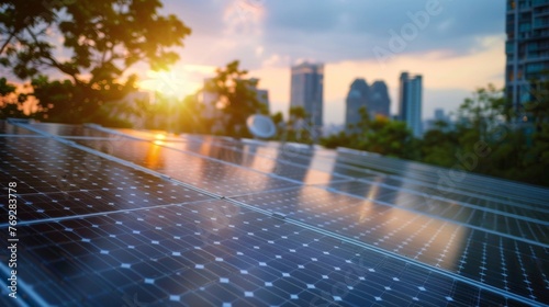A futuristiclooking solar panel installation on a city rooftop showcasing the potential for widespread adoption of this innovative . .