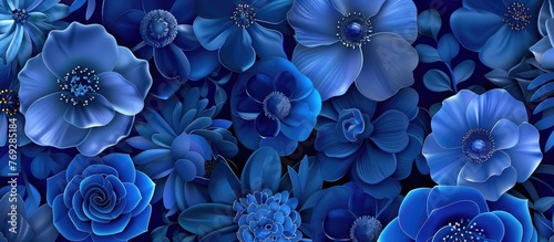 Seamless of abstract blue flowers for greeting cards and interior design.