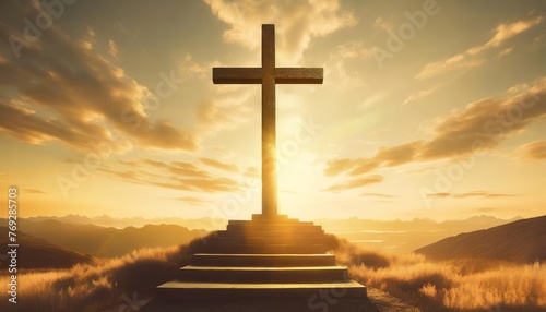religious conceptual cross illustration can be applied to media and design work photo