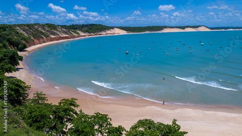 Aerial view of the beach in Bahia Formosa, Rio Grande do Norte, Brazil
