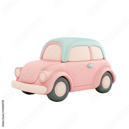 Car, Clay Render, Pastel Color