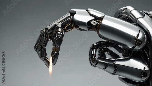 A robotic metallic hand , ai Generated image photo