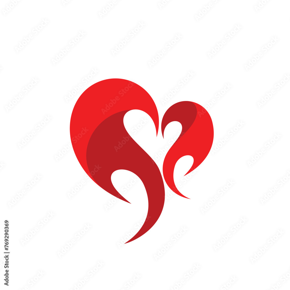 Fire logo with love concept