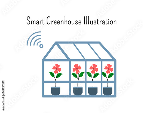 Smart farming and agriculture concept. Smart greenhouse illustration. Smart farming illustration. Suitable for infographics, social media, education and awareness.