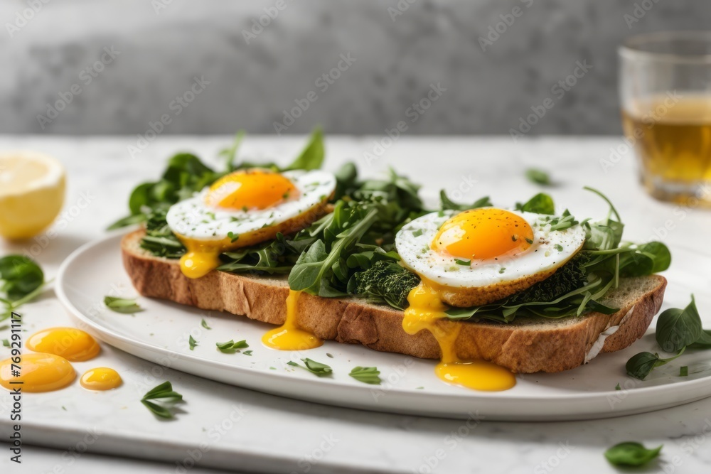 traditional breakfast dish, melted omelet with vegetables and bread traditional breakfast dish, melted omelet with vegetables and bread