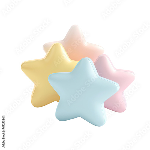Product Review Stars, Clay Render, Pastel Color